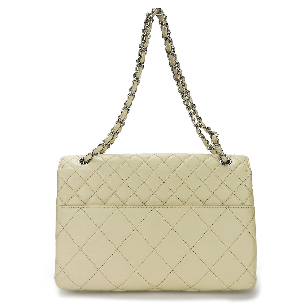 CHANEL Shoulder Bag Calfskin beige Matrasse large