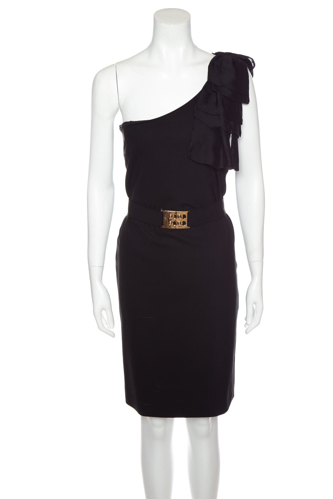Fendi Black Fitted One Shoulder Dress SZ 44