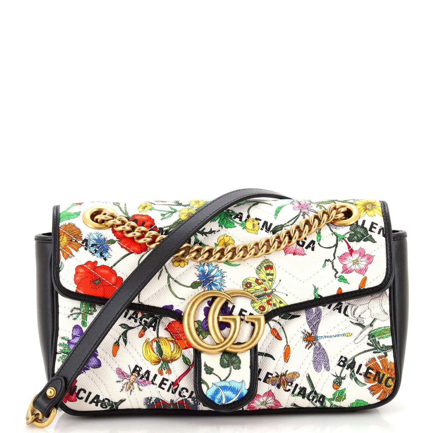 Gucci x Luxury Balenciaga Trending 2026 The Hacker Project GG Marmont Flap Bag Matelasse Floral Canvas Small
