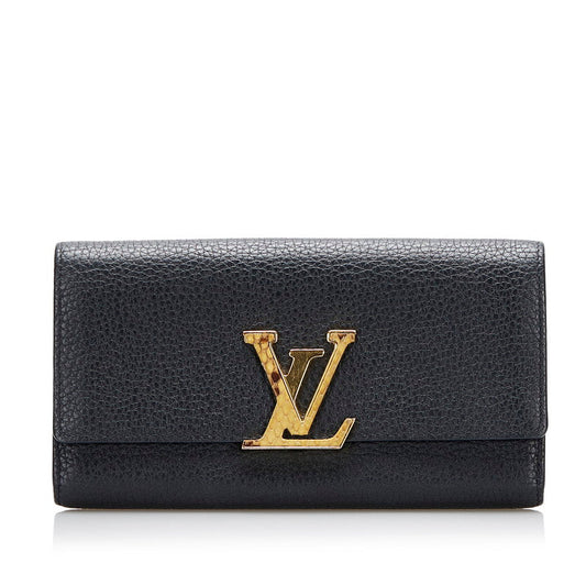Louis vuitton N90129 Long Wallet Leather/Pison Noir Black
