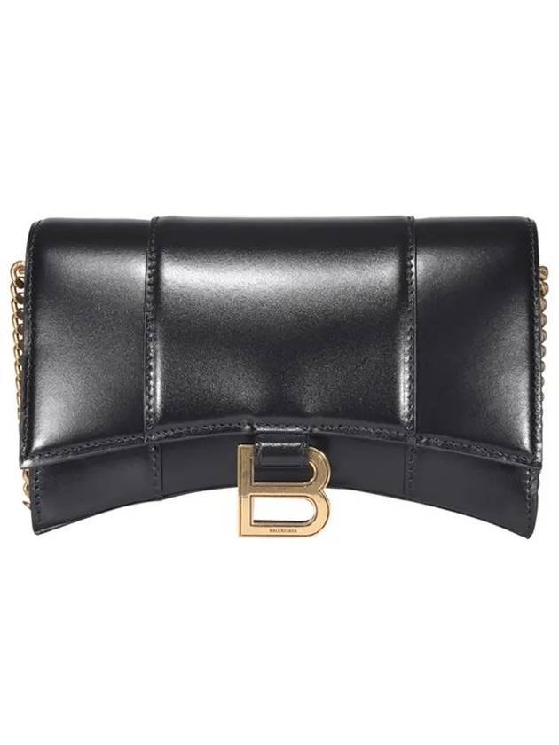 Luxury Balenciaga Trending 2026 Hourglass Chain Mini Calfskin Cross Bag Black