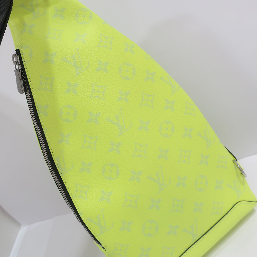 Louis Vuitton Duo Sling Bag Taigaama M30945/ Monogram Canvas Tiger Leather Fluorescent Yellow Silver Preservation Bag Box