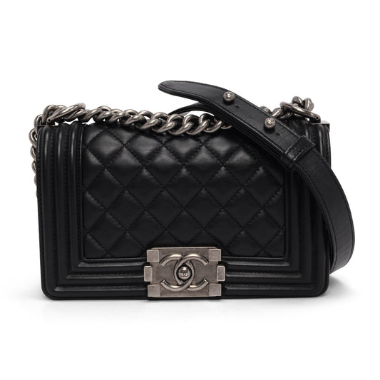 Chanel Black Quilted Lambskin Small Boy Bag