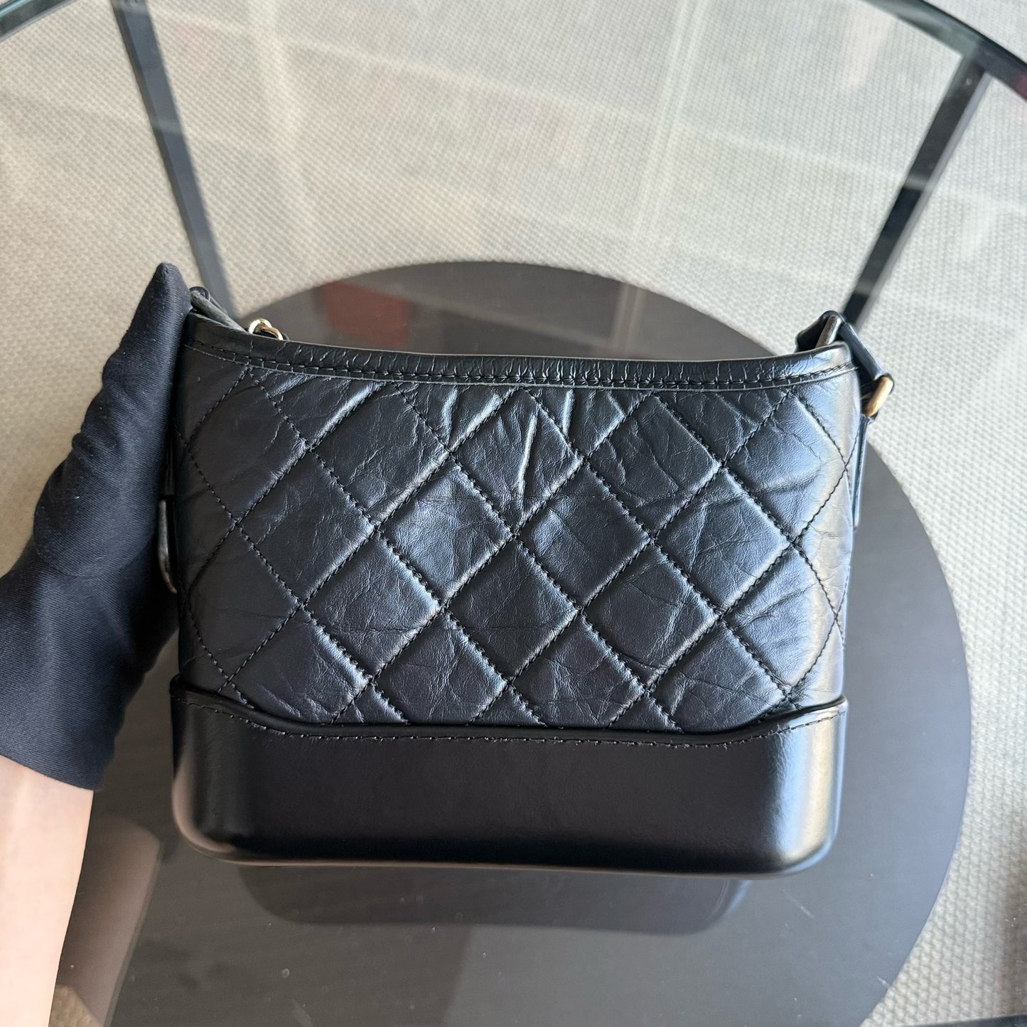Chanel Gabrielle Small - Quilted Aged Calfskin Black Two-tone Gold Hardware