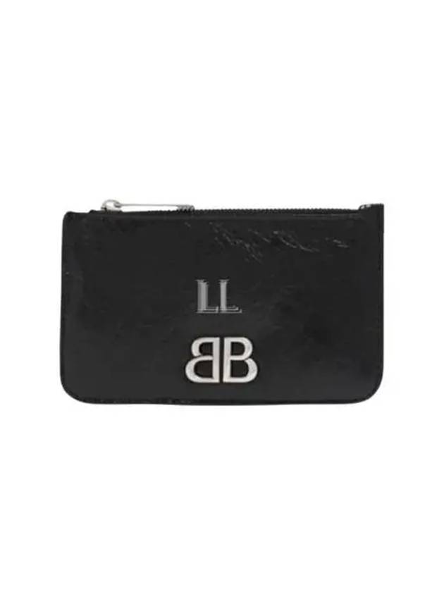 Luxury Balenciaga Trending 2026 BB Logo Zipper Card Wallet Black
