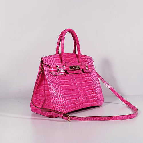 Luxury Hermes Birkin 30cm Crocodile Leather Bag With Strap Rose Gold