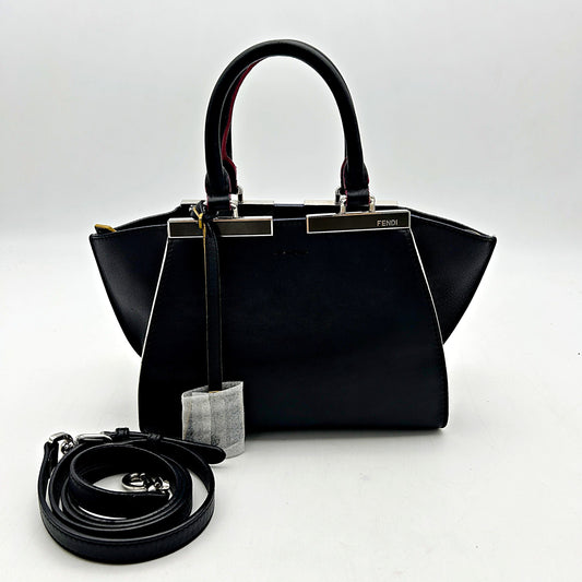 Fendi Petit Trois Jour Leather Handbag Black LA11536