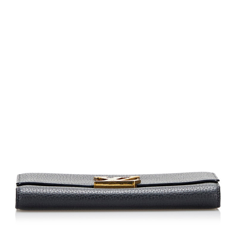 Louis vuitton N90129 Long Wallet Leather/Pison Noir Black