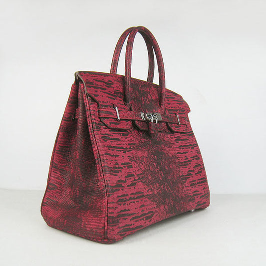 Luxury Hermes Birkin Lizard Pattern handbag 6089 Red/silver