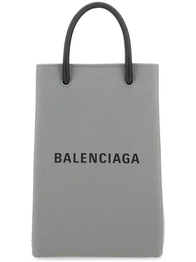 Luxury Balenciaga Trending 2026 Logo Print Phone Holder Small Cross Bag Grey