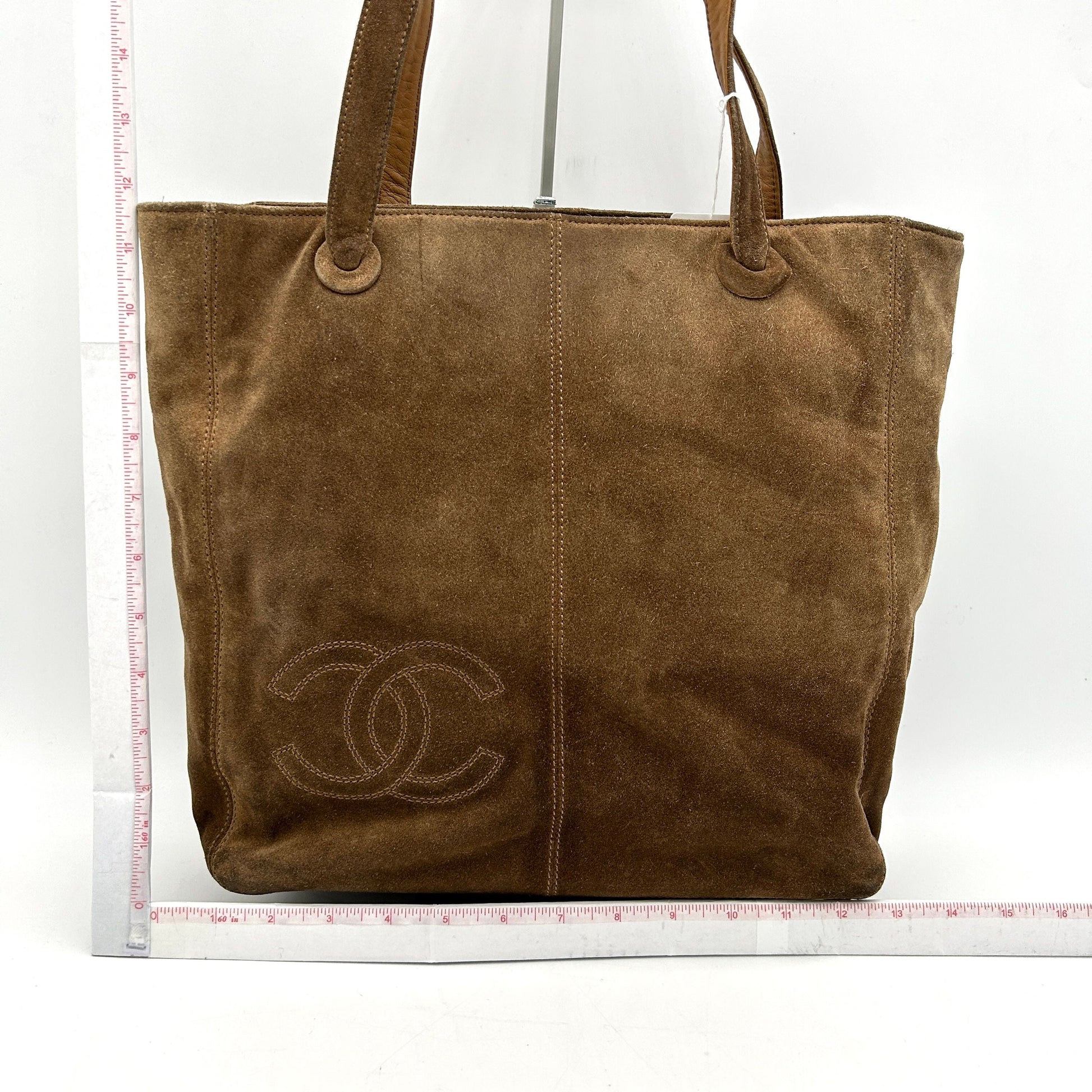 Chanel Brown Suede CC Logo Shopper Tote Bag ch8865bg