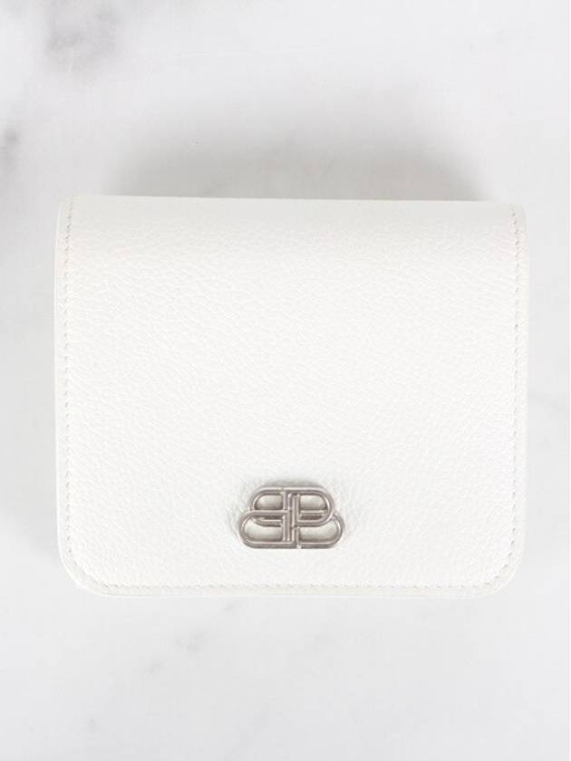 Luxury Balenciaga Trending 2026 BB silver bi fold wallet white
