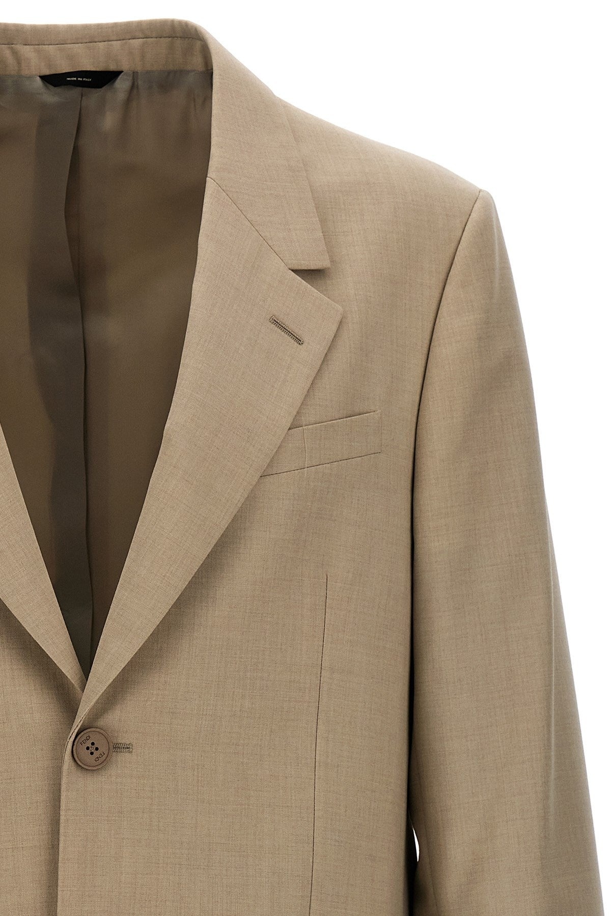Fendi Men Single-Breasted Wool Blazer