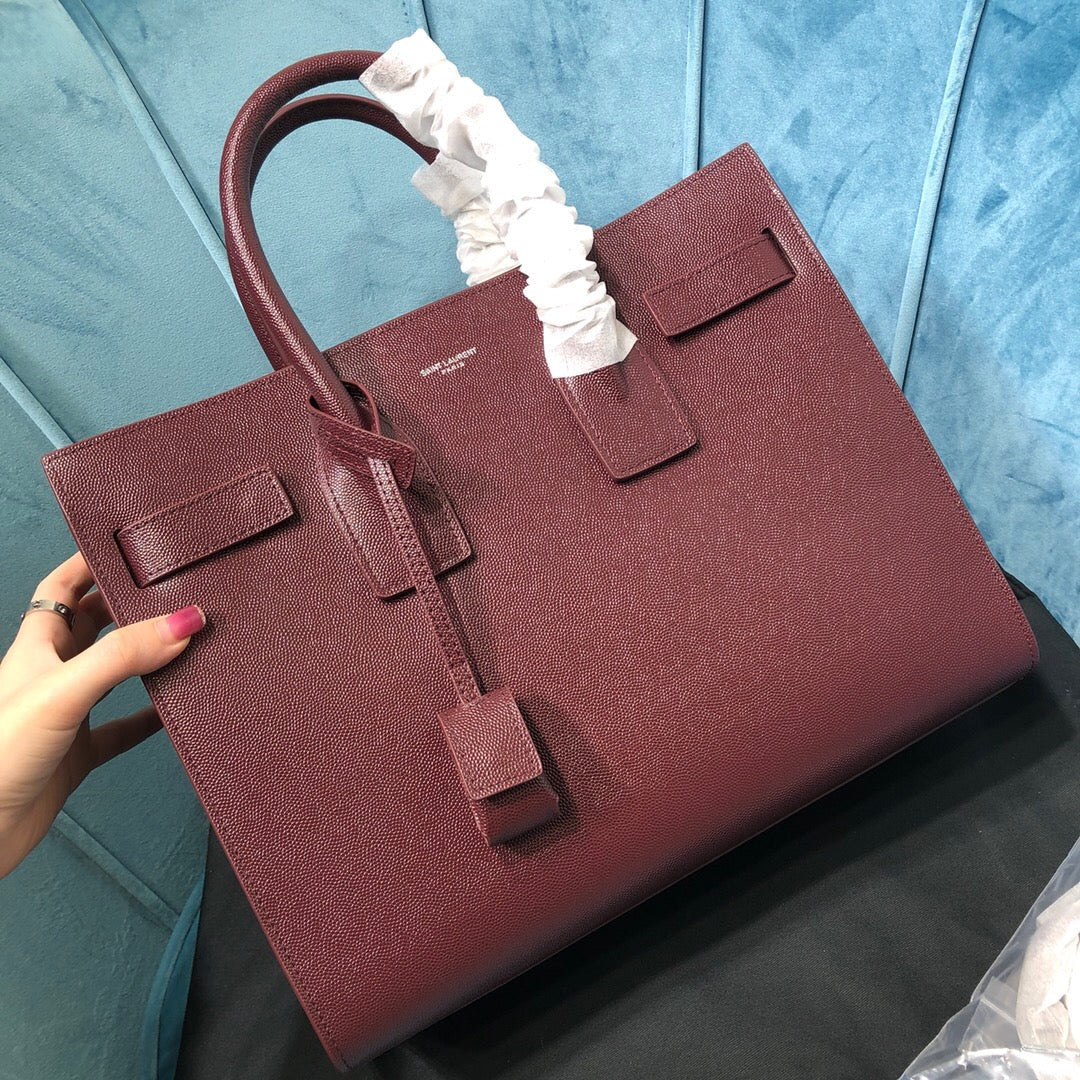 Yves Saint Laurent Sac De Jour Small Burgundy Luxury Handbag