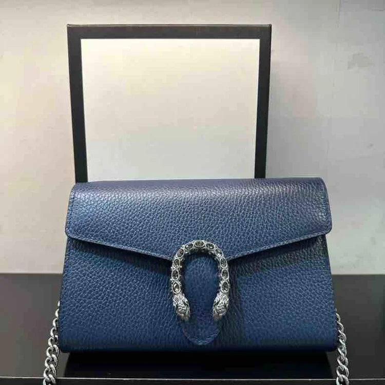 Gucci Dionysus Blue Leather Chain Crossbody