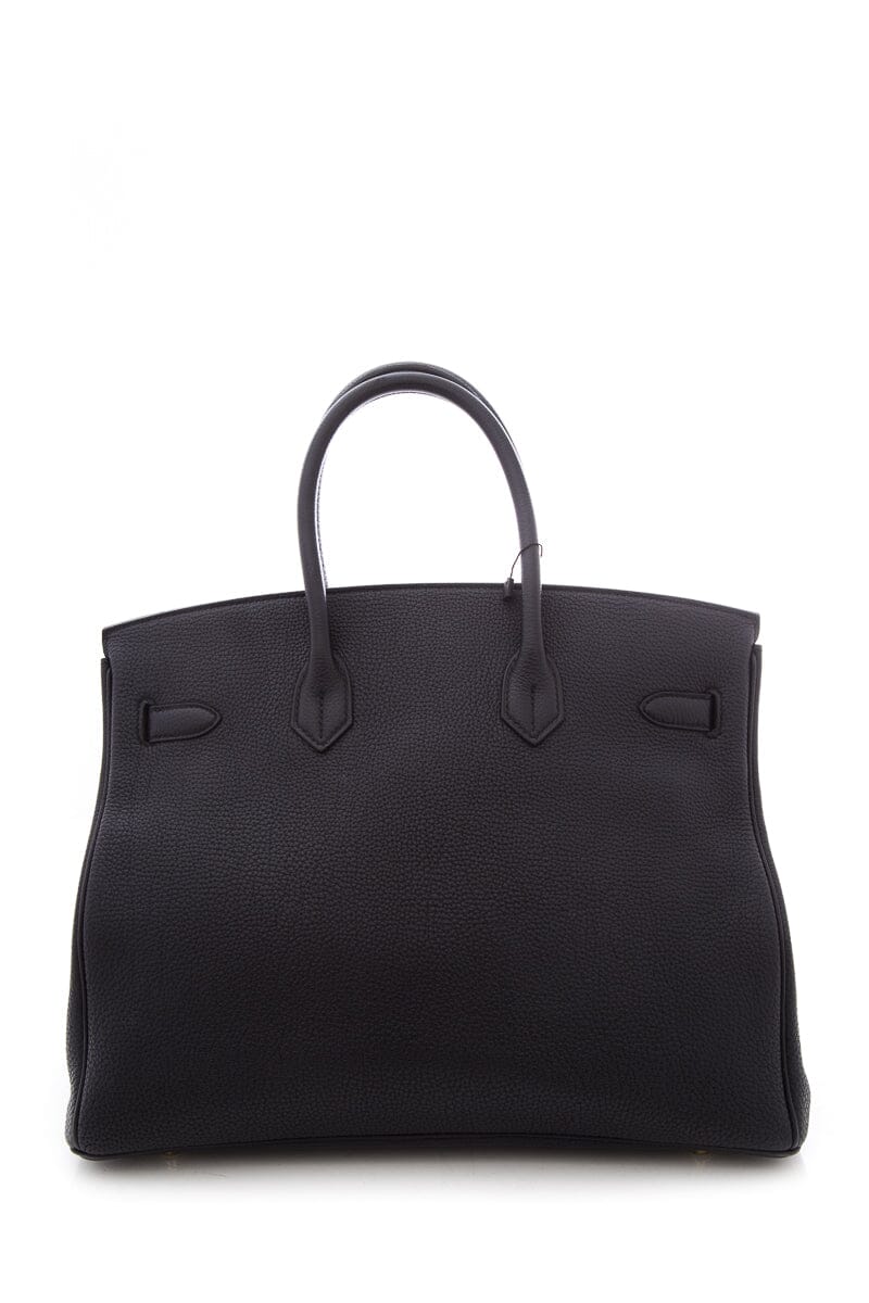 Hermes2018 Noir Clemence 35cm Birkin Handbag W/ Gold HW