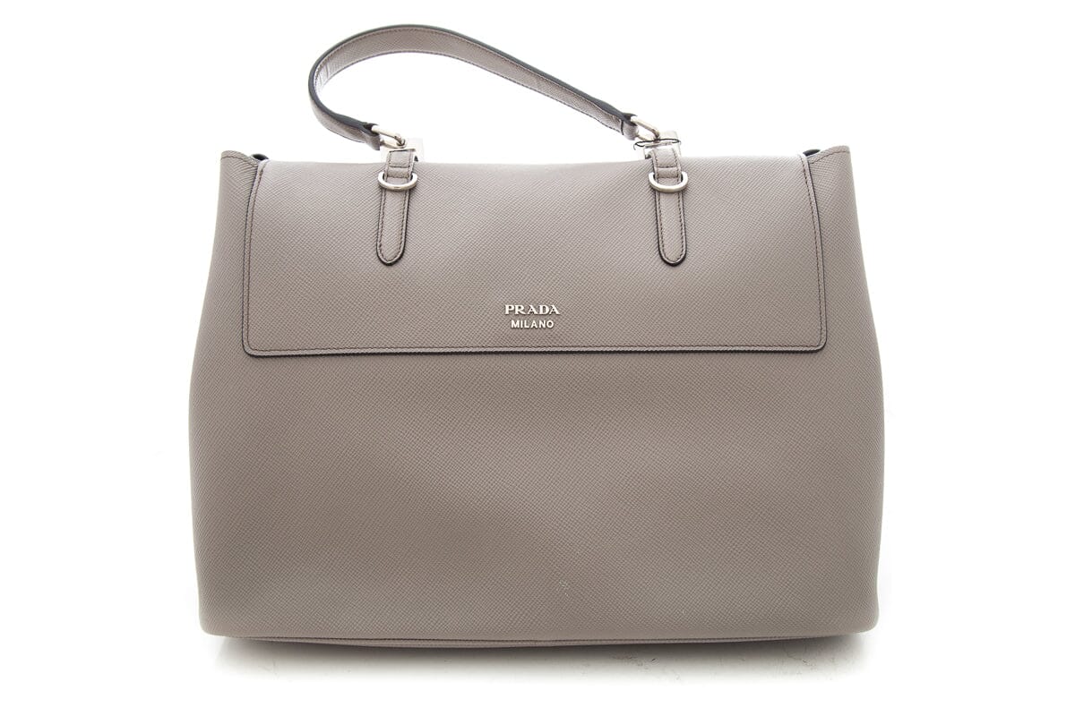 Prada Saffiano Cuir Double Turn Lock Handbag