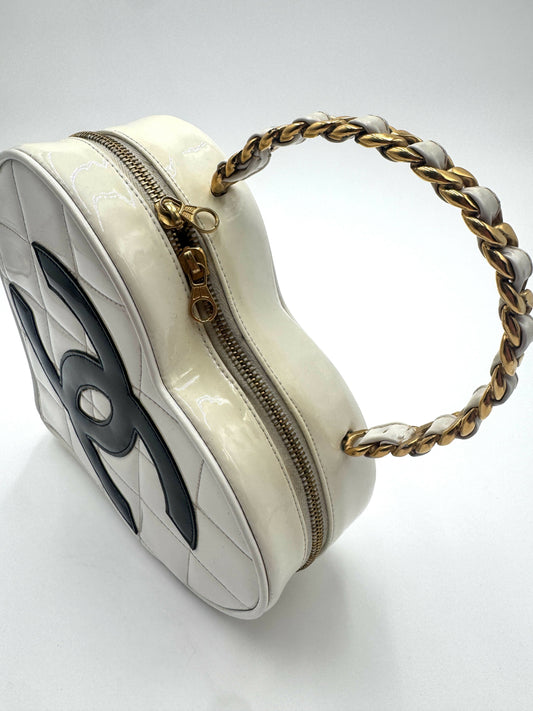 Chanel 1995 Barbie Heart White Vanity Bag