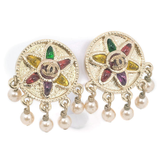 Chanel Chanel Coco Earring False Pearl Multicolor 07P  10.5g COCO Mark  ?? A Ranking  Earring
