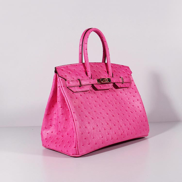 Luxury Hermes Birkin 35cm Ostrich Leather Bag Rose Gold