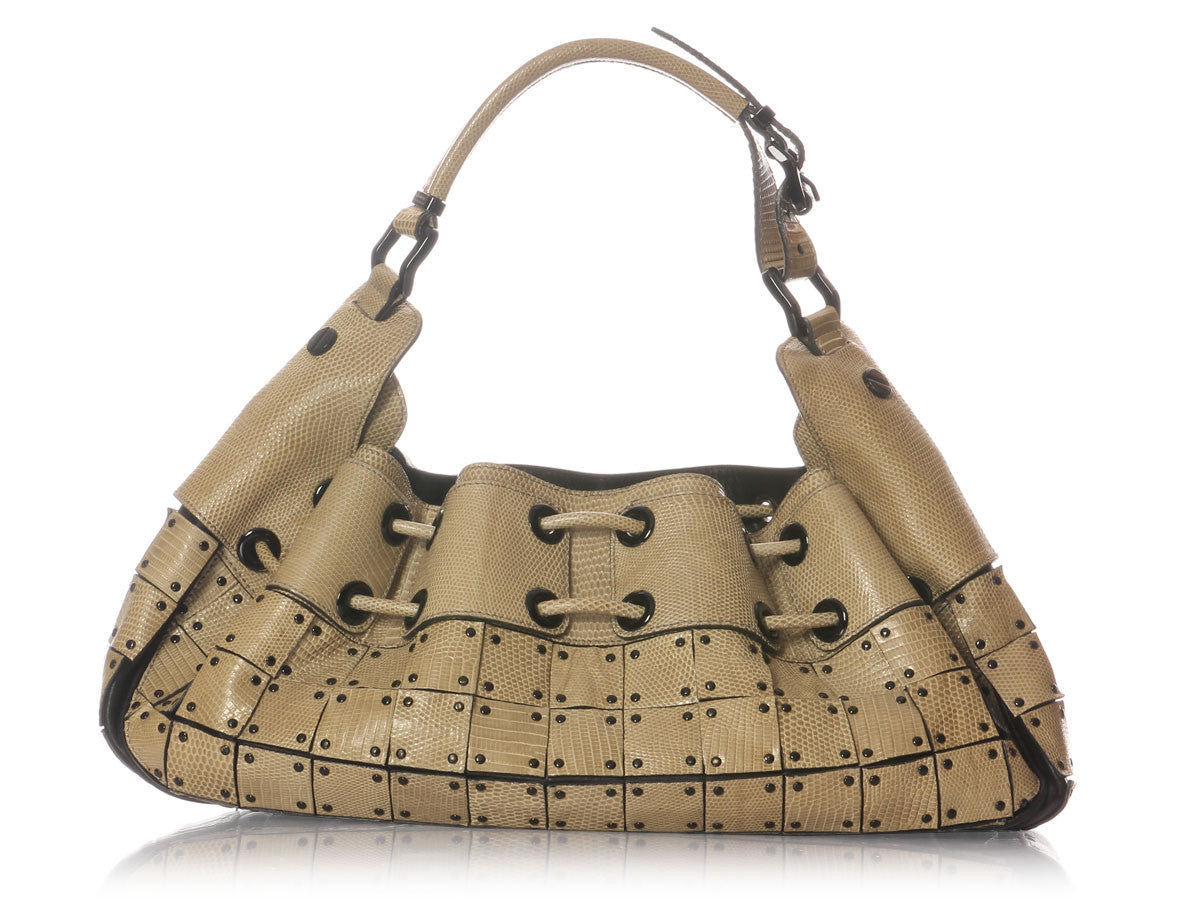 Burberry Lizard Paneled Warrior Bag