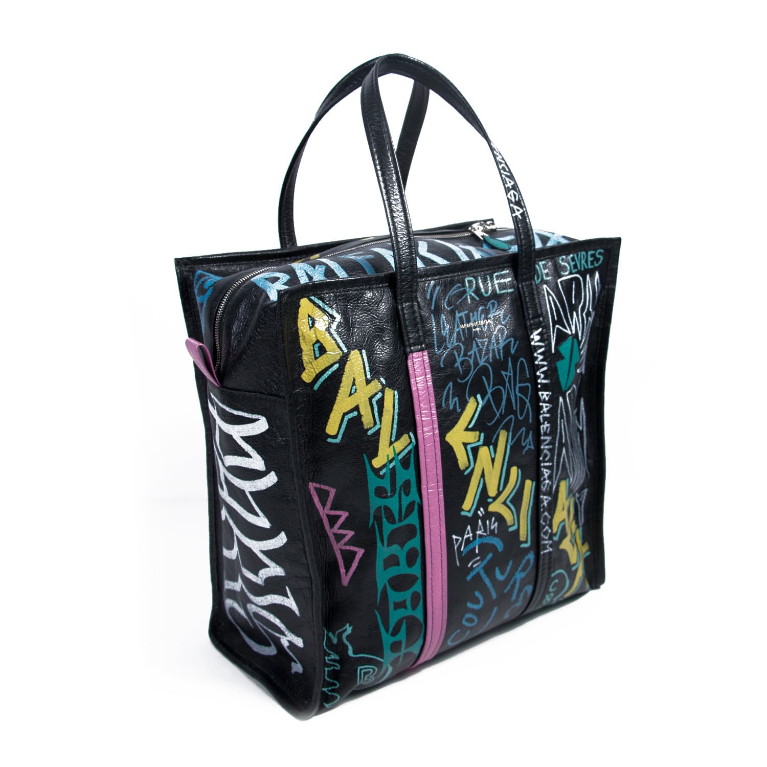 Balenciaga Bazar Medium Graffiti Shopper Tote