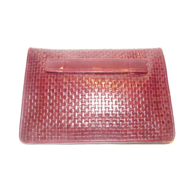 Fendi Purses Brown Woven Leather With A Leather Strap Handle In The Back Clutch