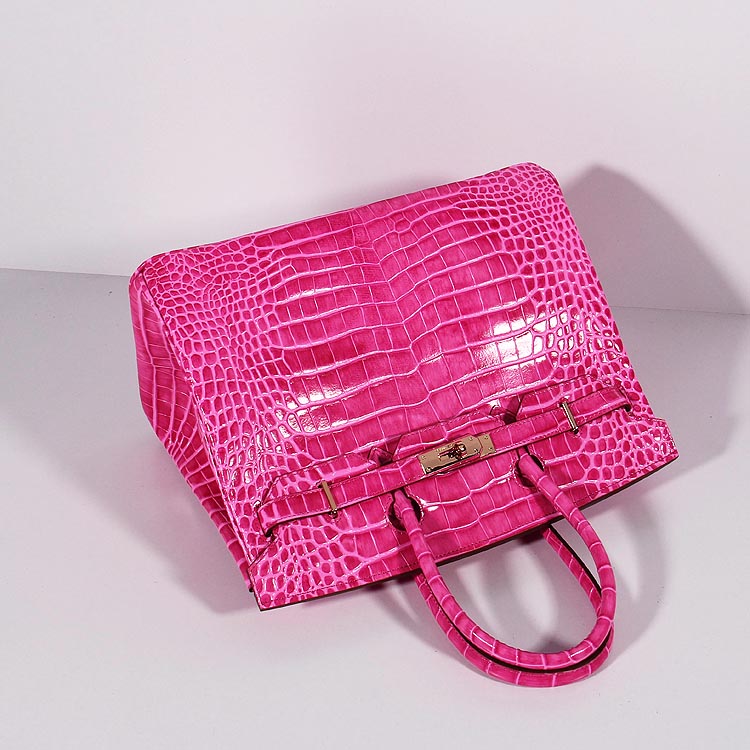Luxury Hermes Birkin 35cm Crocodile Leather Handbag Rose Gold