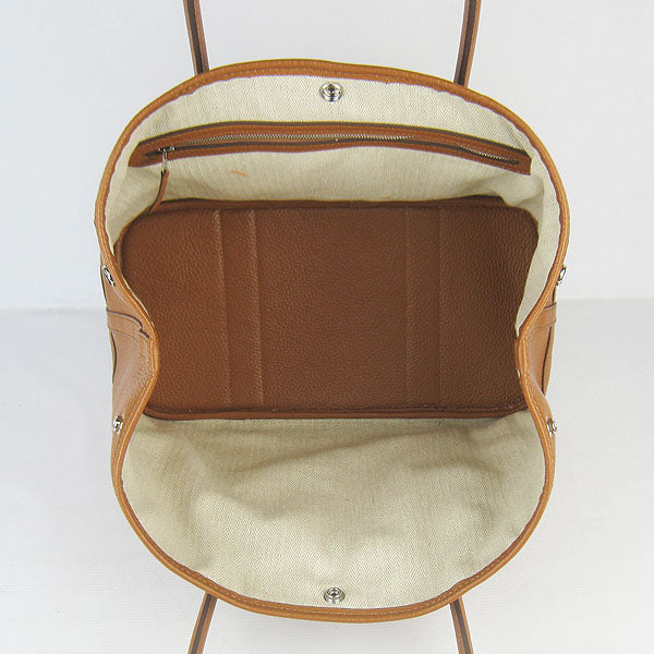 Luxury Hermes Garden Party Handbag Light Coffee