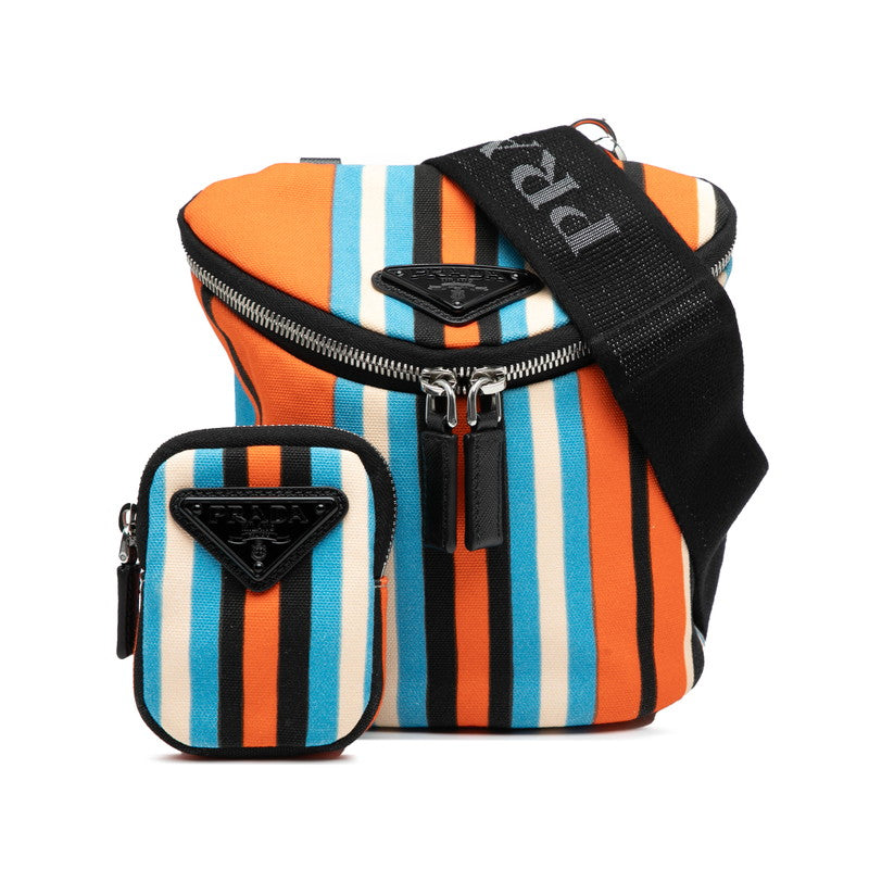Prada 2VH147 Canvas Leather Shoulder Bag