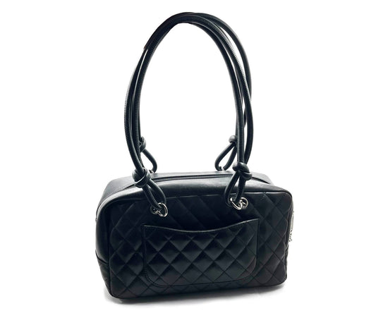 CHANEL Black Cambon CC Duffle Satchel Shoulder Bag