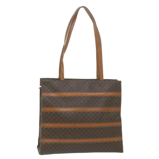 Luxury CELINE Macadam Canvas Shoulder Bag PVC Leather Brown 10227