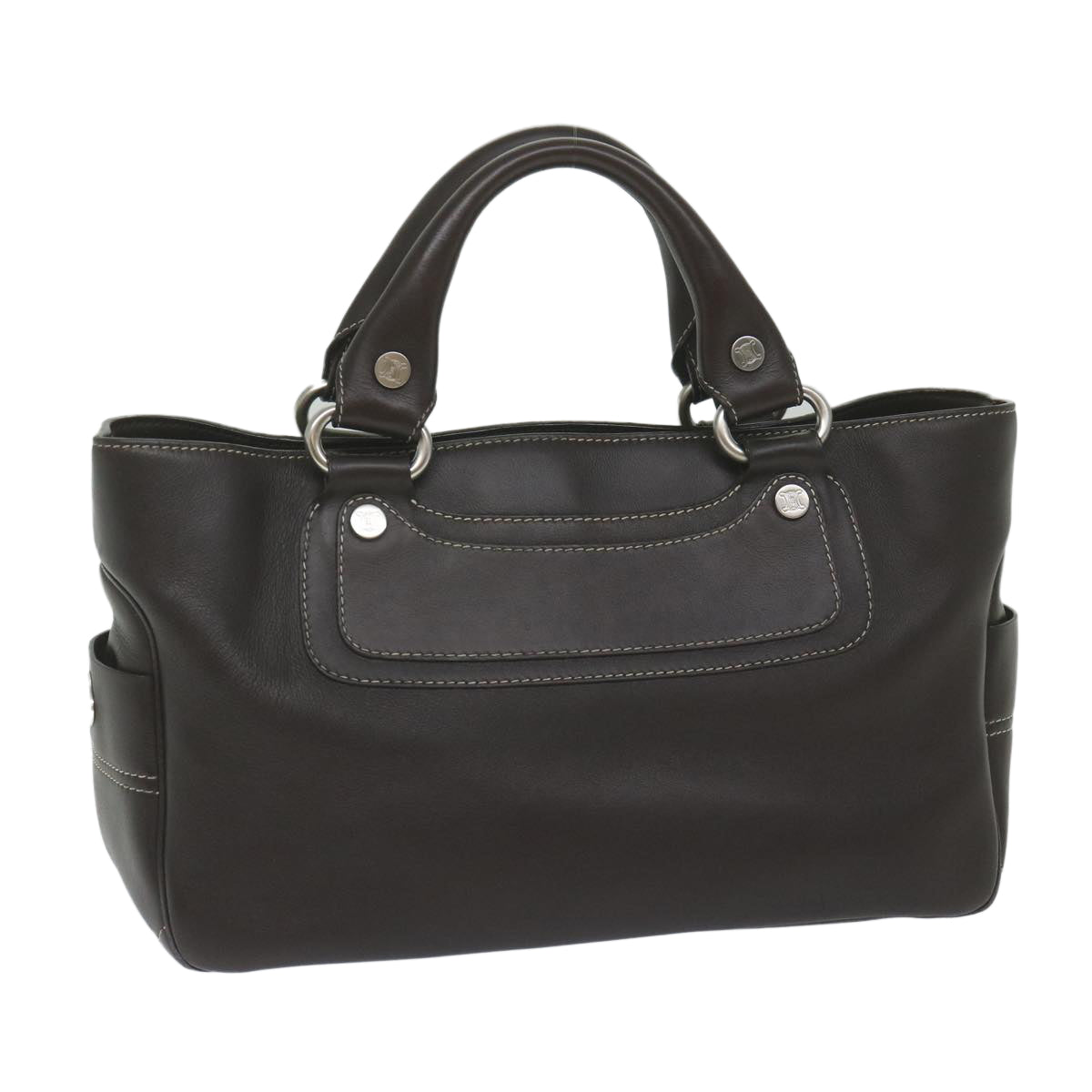 Luxury CELINE Hand Bag Leather Brown 10411
