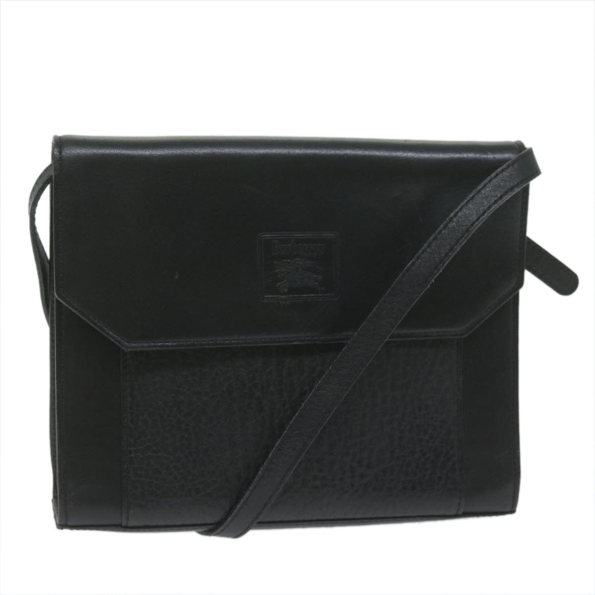 Burberry Shoulder Bag Leather Black Auth bs10626