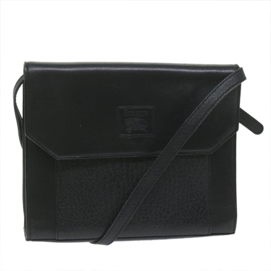 Burberry Shoulder Bag Leather Black Auth bs10626