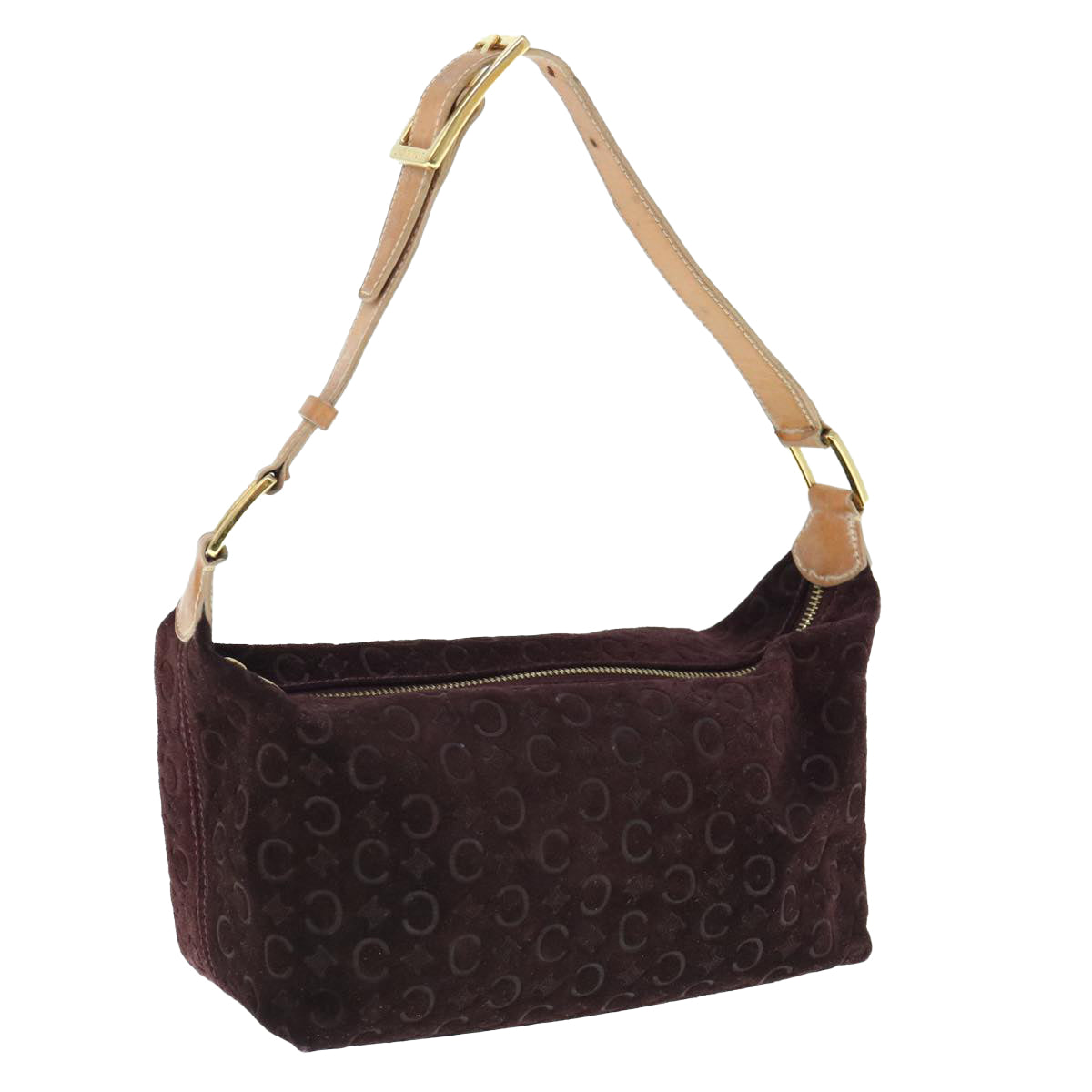 Luxury CELINE C Macadam Canvas Shoulder Bag Wine Red 11004