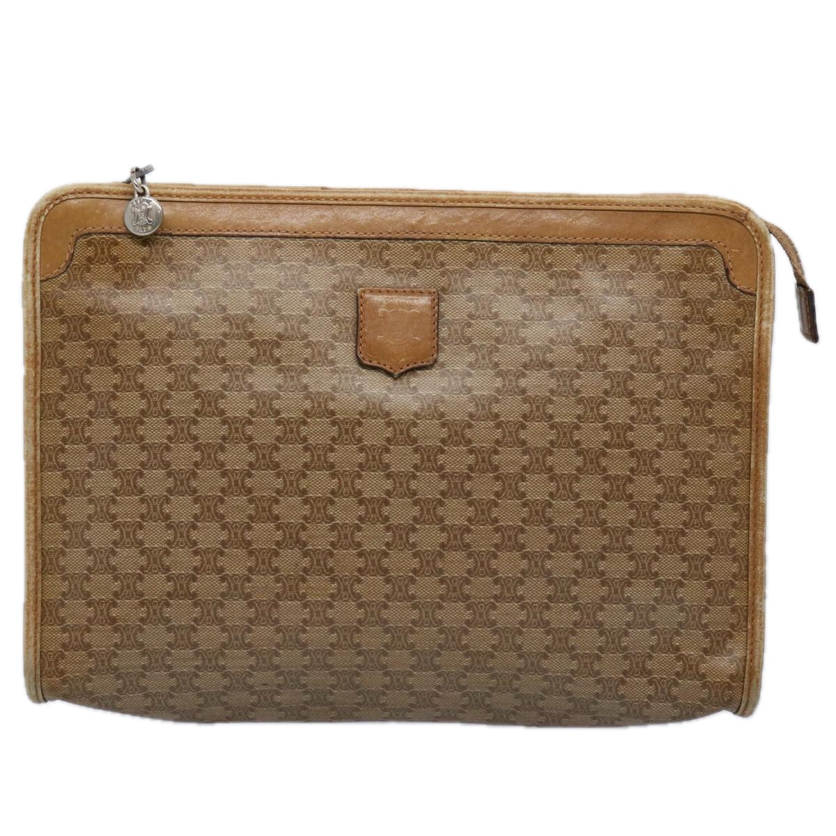 Luxury CELINE Macadam Canvas Clutch Bag PVC Leather 2Set Brown Beige 11113