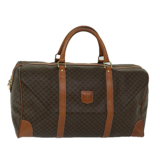 Luxury CELINE Macadam Canvas Boston Bag PVC Leather Brown 11190