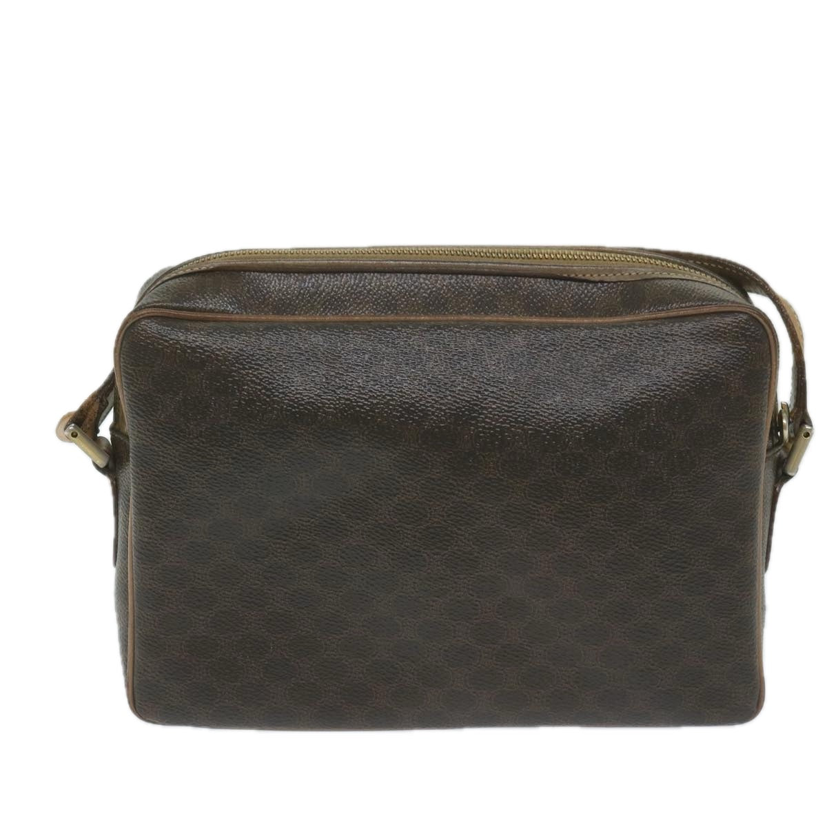 Luxury CELINE Macadam Canvas Shoulder Bag PVC Leather Brown 11391