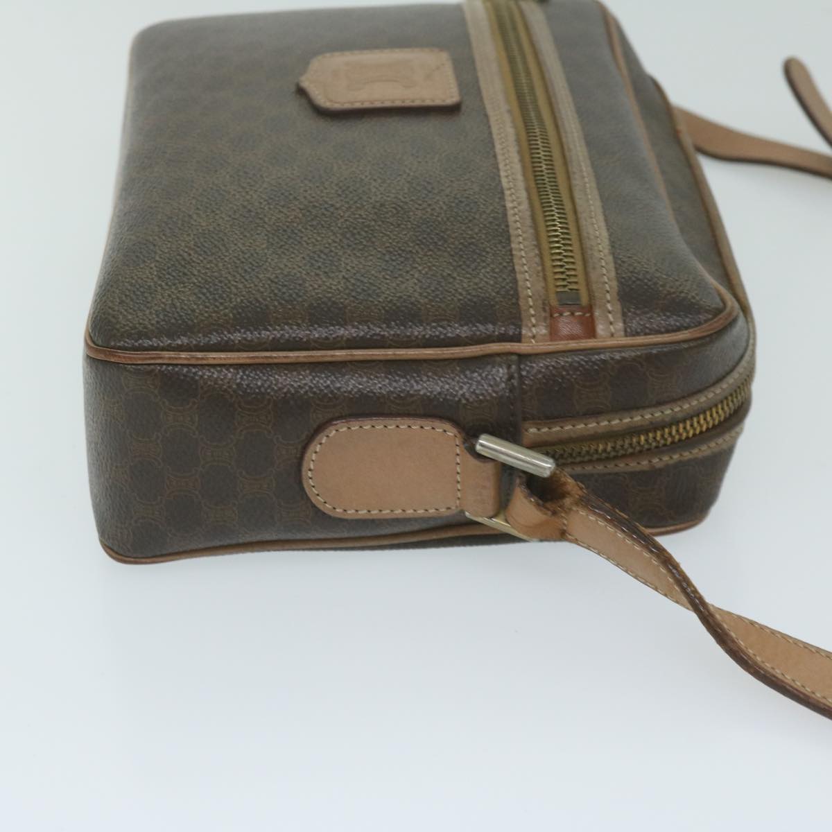 Luxury CELINE Macadam Canvas Shoulder Bag PVC Leather Brown 11391