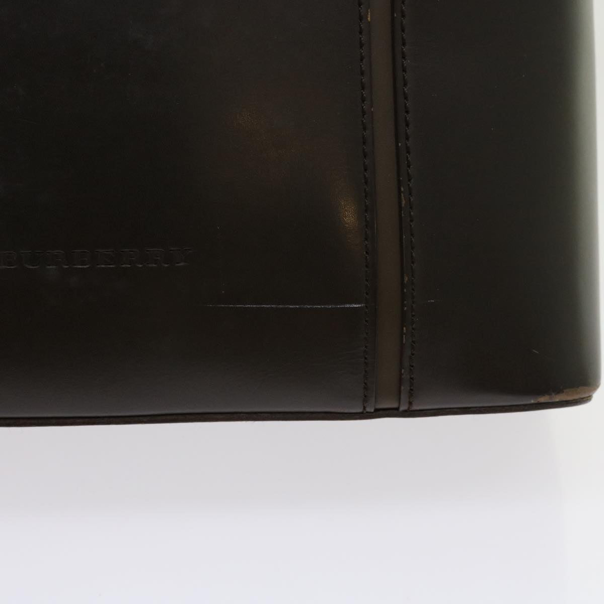Burberry Hand Bag Leather Brown Auth bs11425