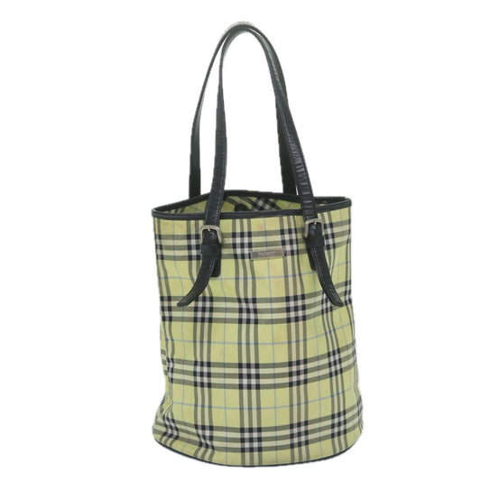 Burberry Nova Check Blue Label Shoulder Bag Nylon Yellow Auth bs11447