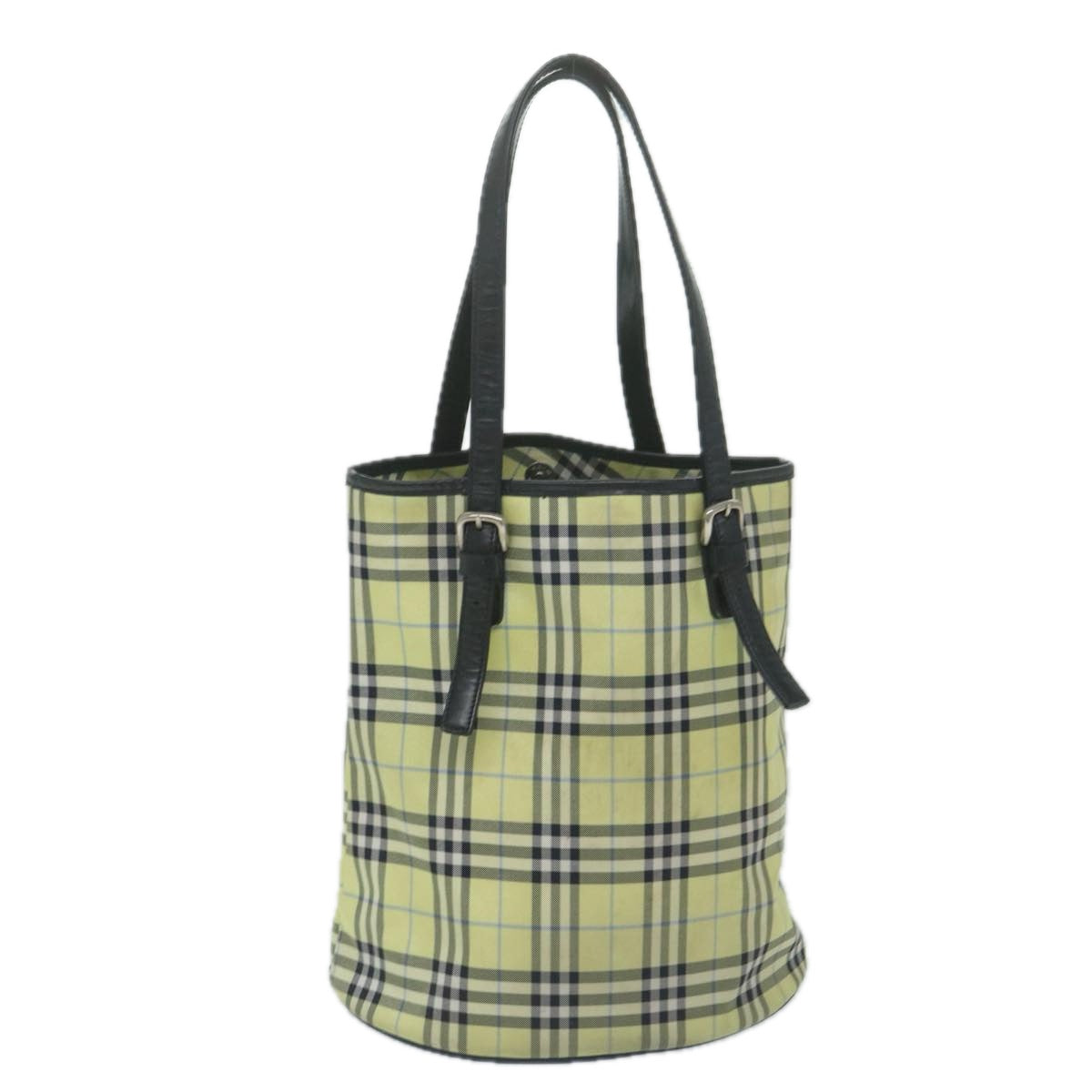 Burberry Nova Check Blue Label Shoulder Bag Nylon Yellow Auth bs11447