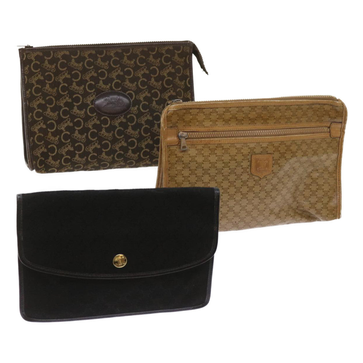 Luxury CELINE Macadam Canvas Clutch Bag 3Set Brown Beige black 11618