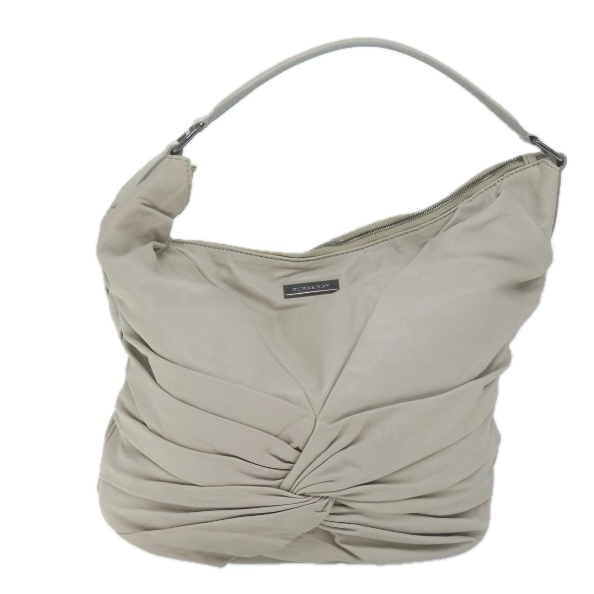 BURBERRY Shoulder Bag Leather Beige Auth bs11678