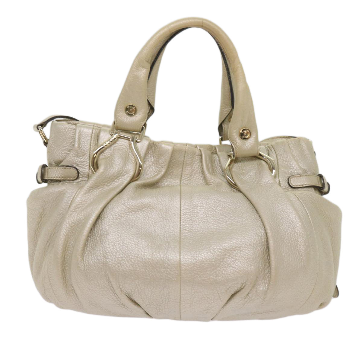 Luxury CELINE Hand Bag Leather 2way Gold Tone 11844