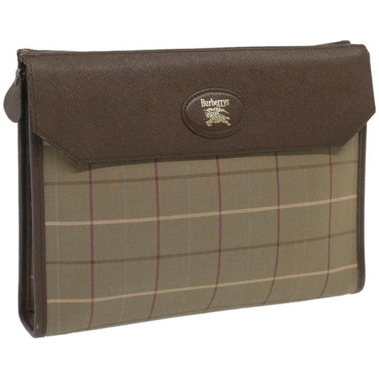 Burberry Nova Check Clutch Bag Canvas Beige Brown Auth bs12002