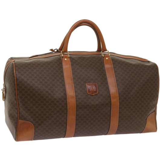 Luxury CELINE Macadam Canvas Boston Bag PVC Brown 12004