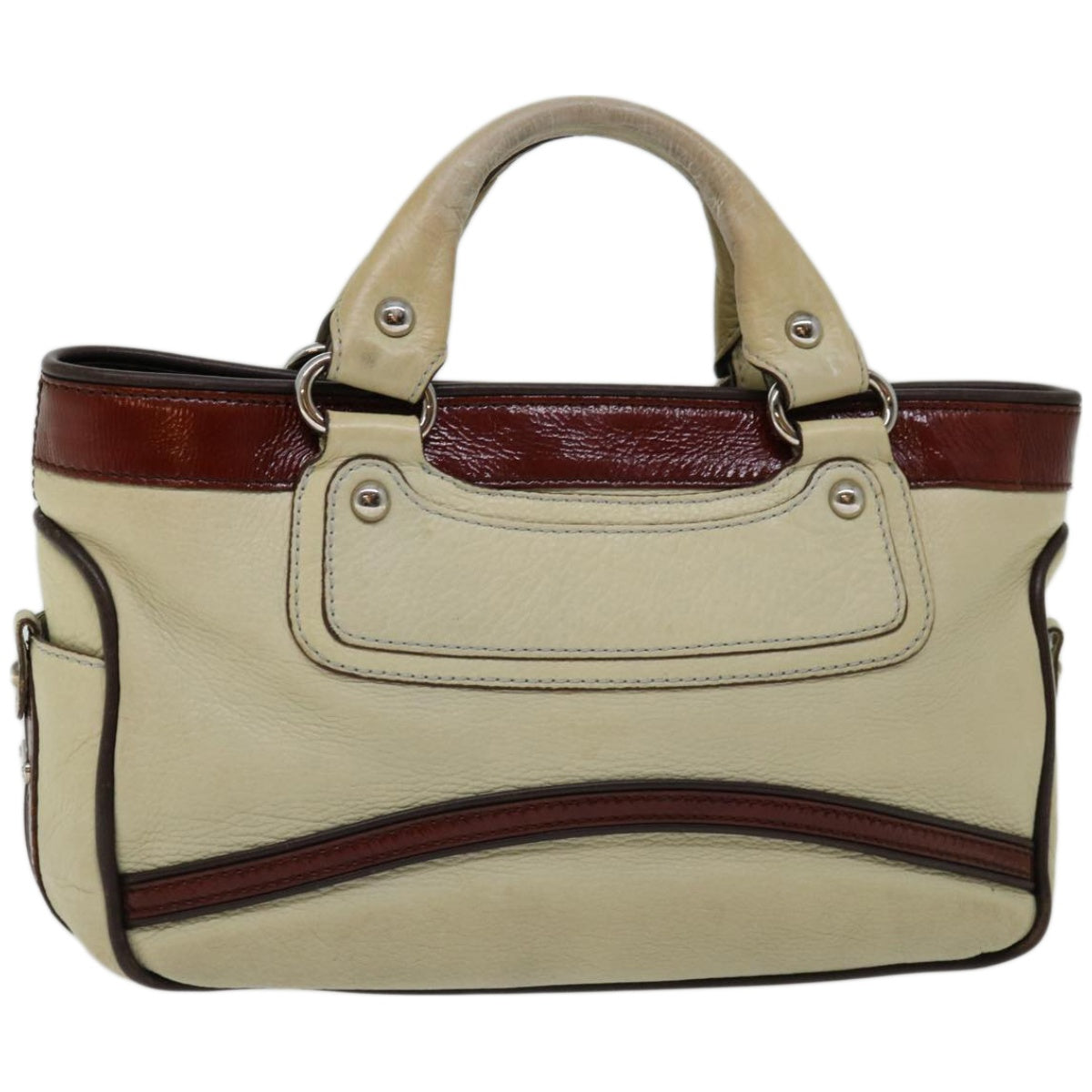 Luxury CELINE Hand Bag Leather Beige 12047