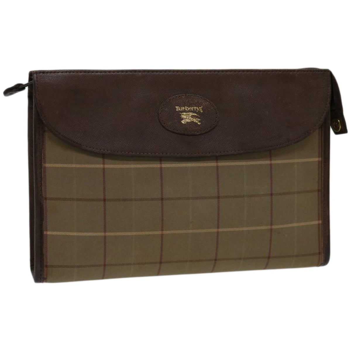 Burberry Nova Check Clutch Bag Canvas Brown Auth bs12054